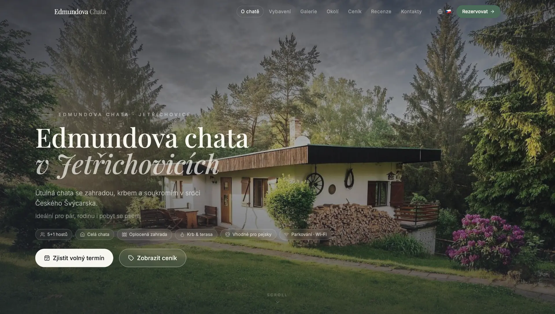 Úvodní stránka webu Edmundova chata
