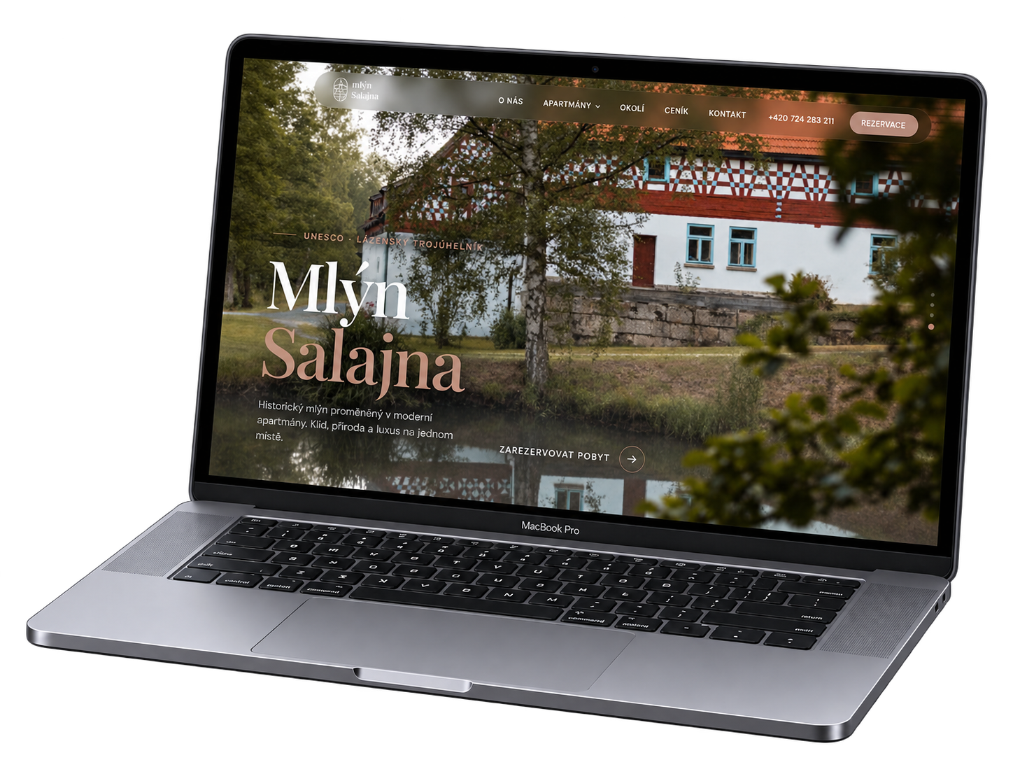 Web Mlýn Salajna na notebooku