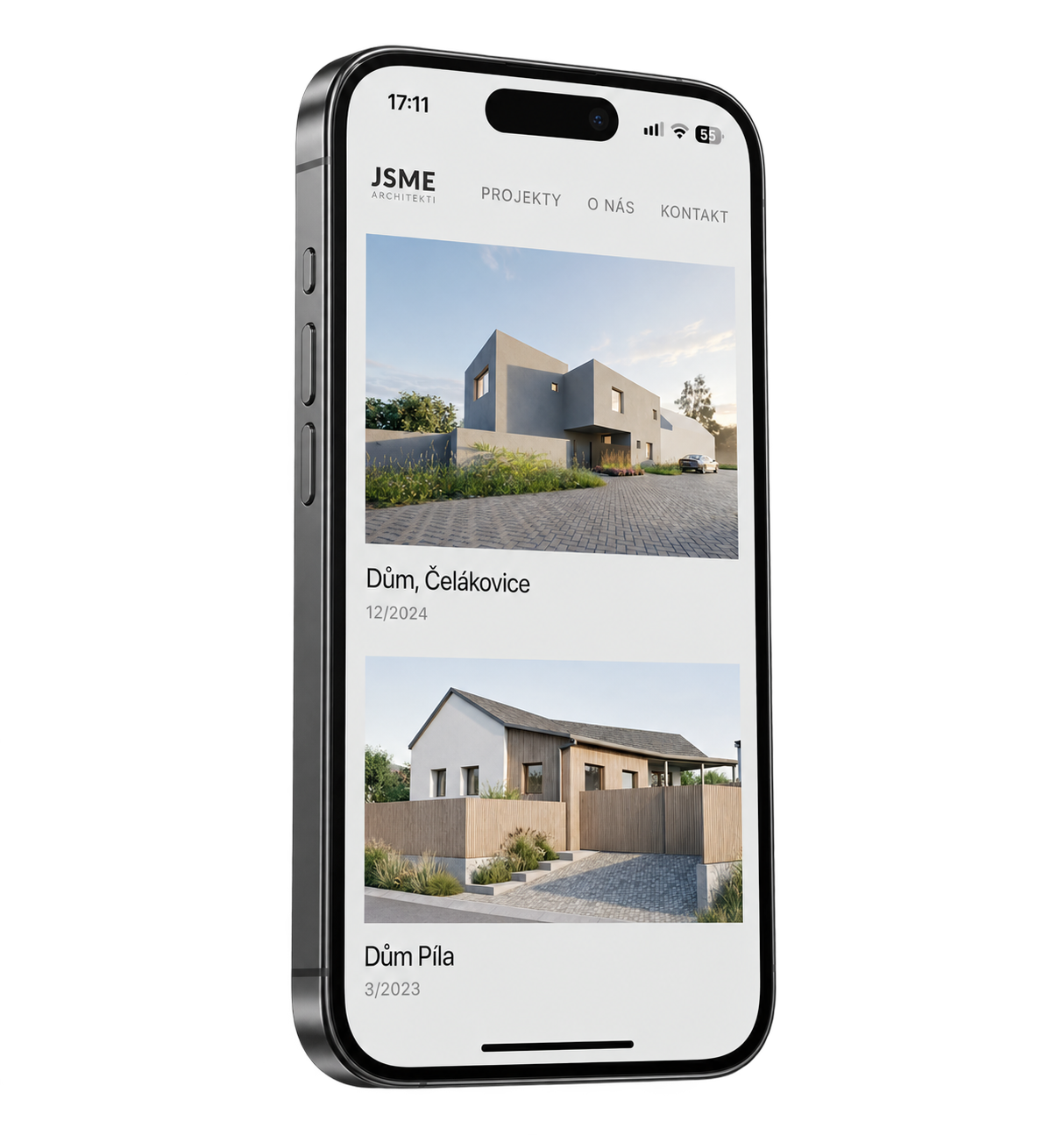 Web JSME architekti na mobilu