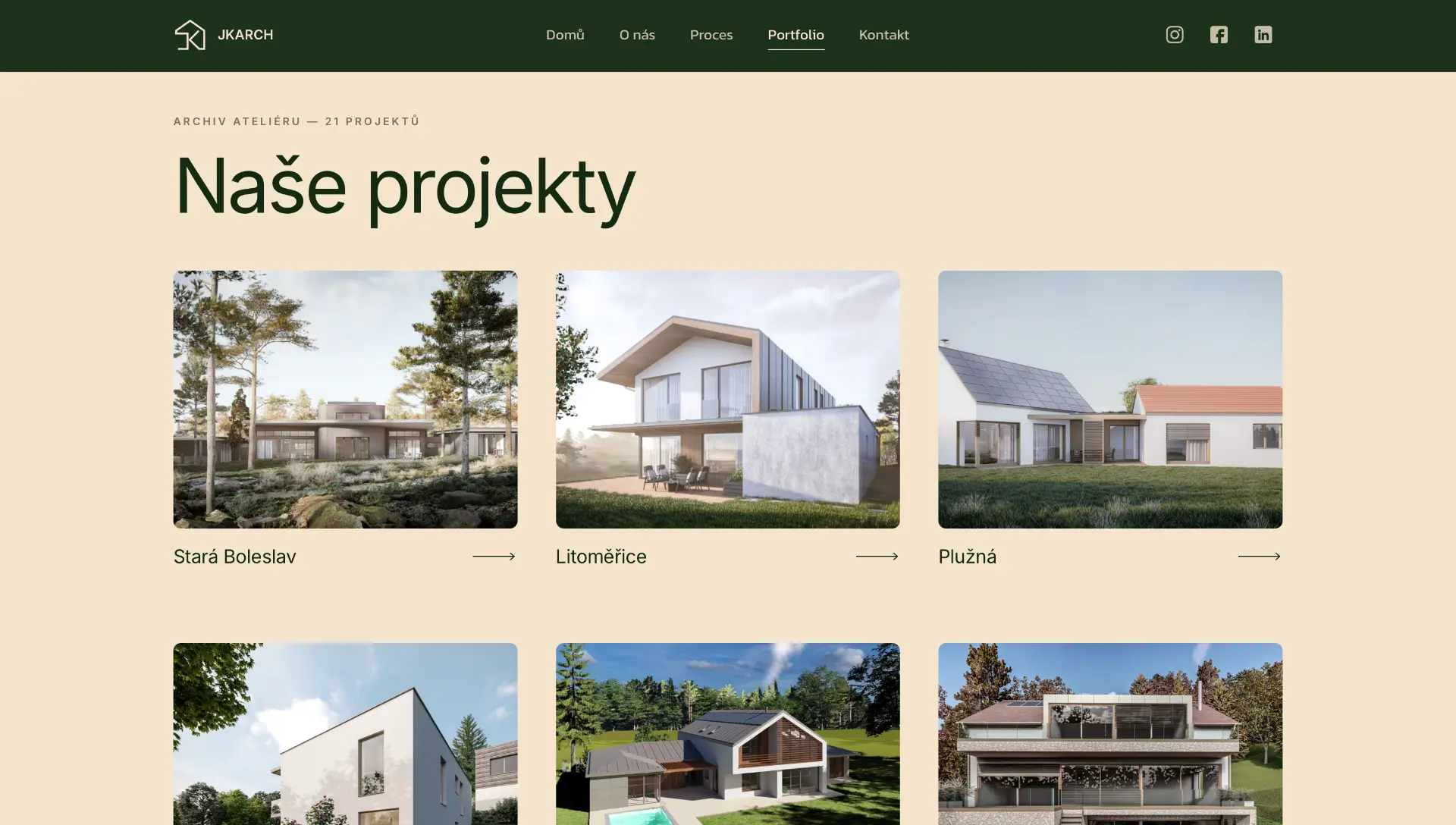 Přehled projektů na webu JKARCH