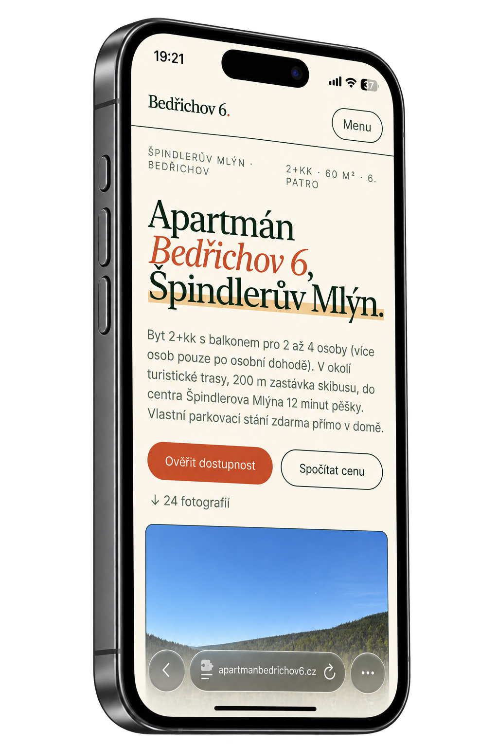 Web Apartmán Bedřichov 6 na mobilu